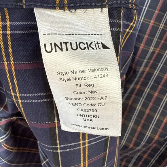 Untuckit Valencay Shirt Men XL Long Sleeve Blue Geometric Wrinkle Free Polyester - Picture 9 of 11